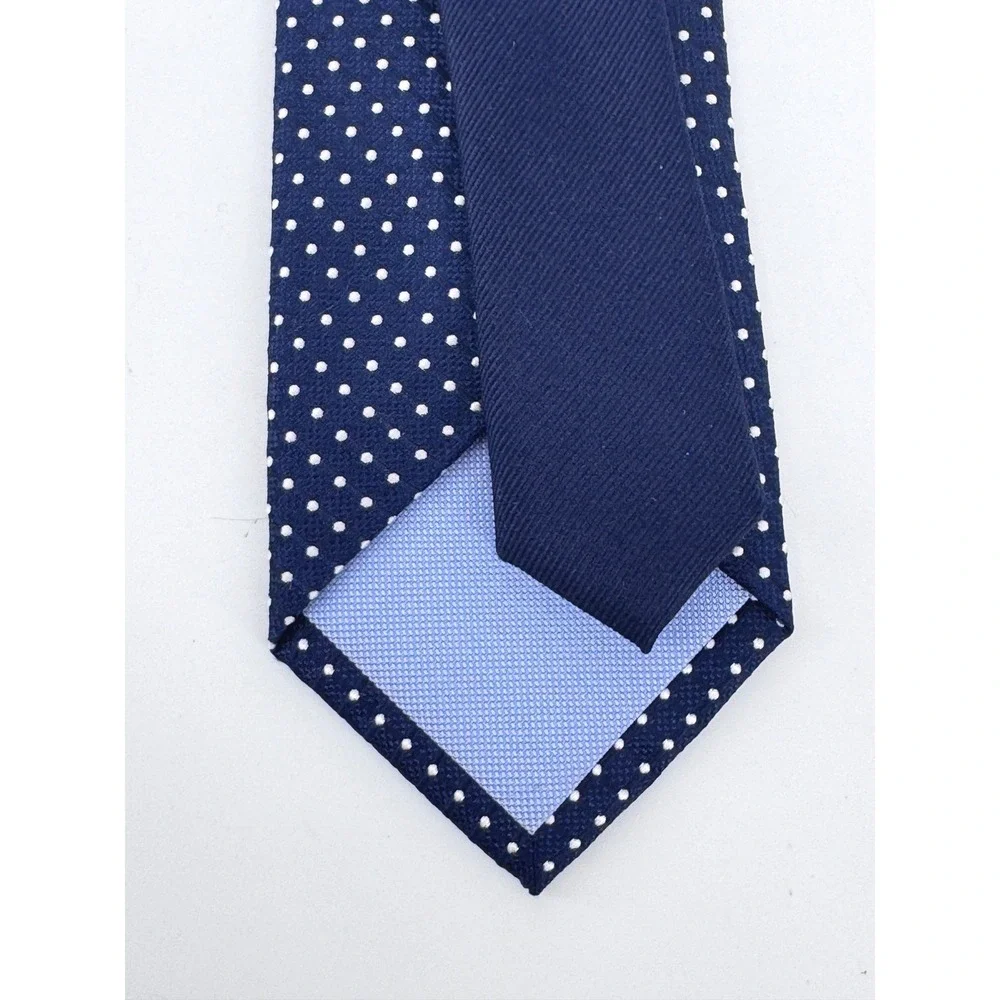 Tommy Hilfiger Silk Tie Navy Blue Polka Dot Mens Classic Preppy Necktie
